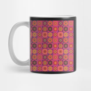 Patchwork of mandalas in red Mug